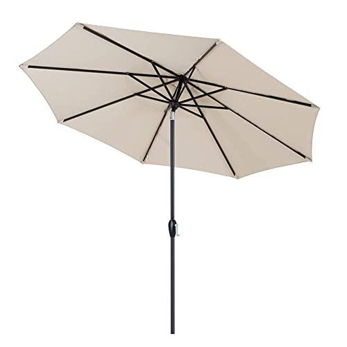 Tempera 10ft Auto-Tilt Patio Umbrella Outdoor Market Umbrella with 8 Ribs in Oatmeal Olefin