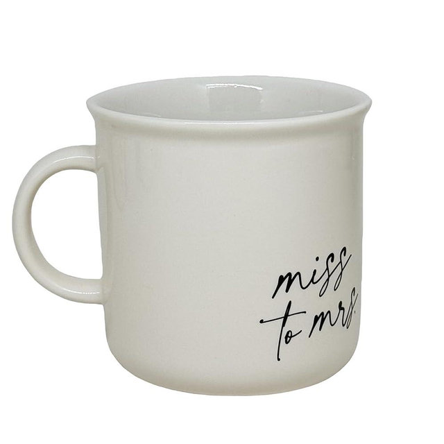 Sweet Water Decor Miss to Mrs. Ceramic Travel Mug - 11oz Cute Coffee Mugs for Hot & Cold Drinks - Dishwasher & Microwave Safe