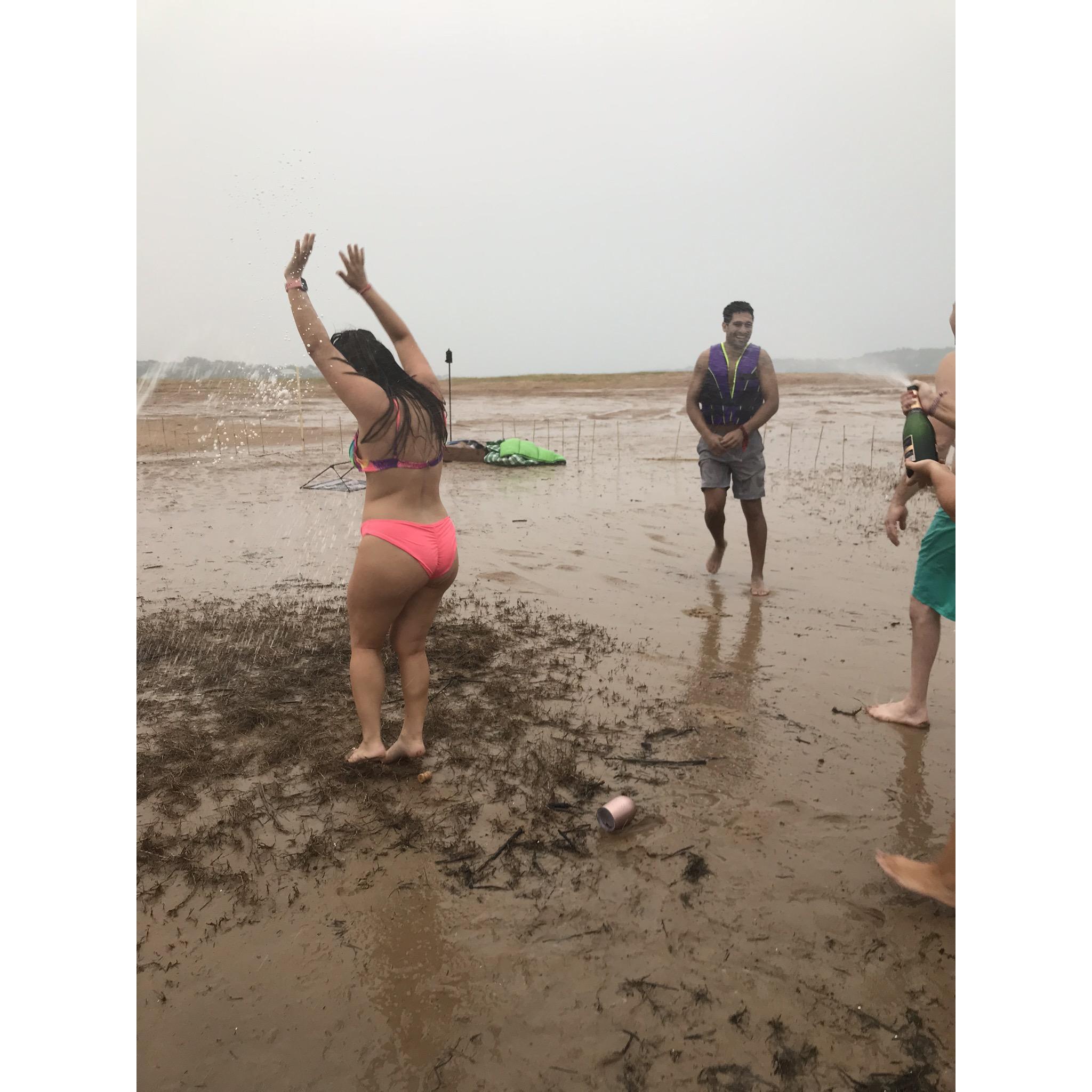 Champagne showers post-engagement!