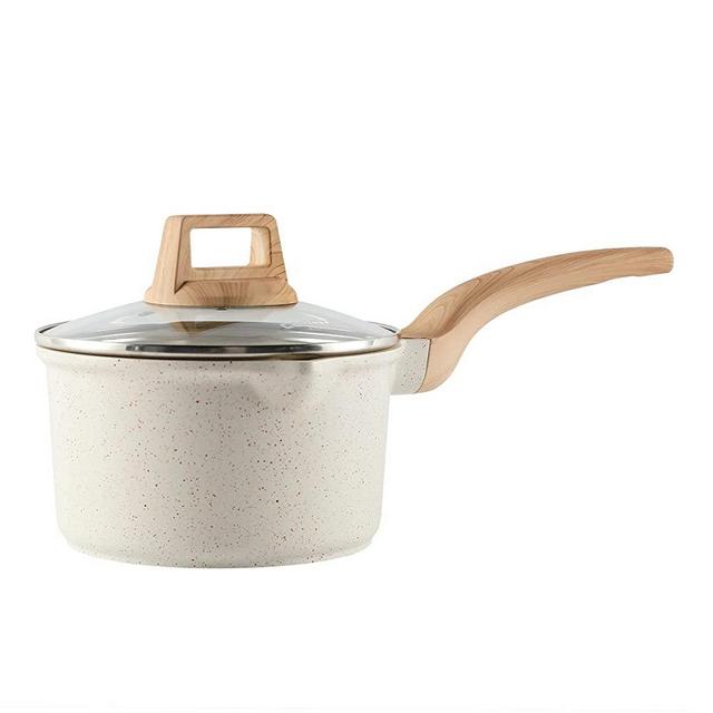 Carote Nonstick Saucepan 1.5 QT with Glass Lid (1.5 QT WHITE GRANITE)