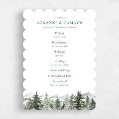 White Scalloped Wedding Program - Kelton