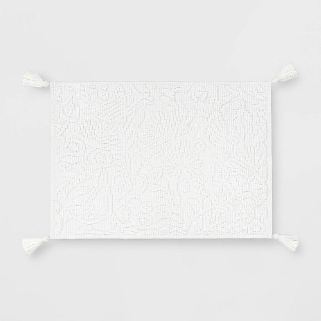 17"x24" Parrot Floral Bath Rug White - Opalhouse™