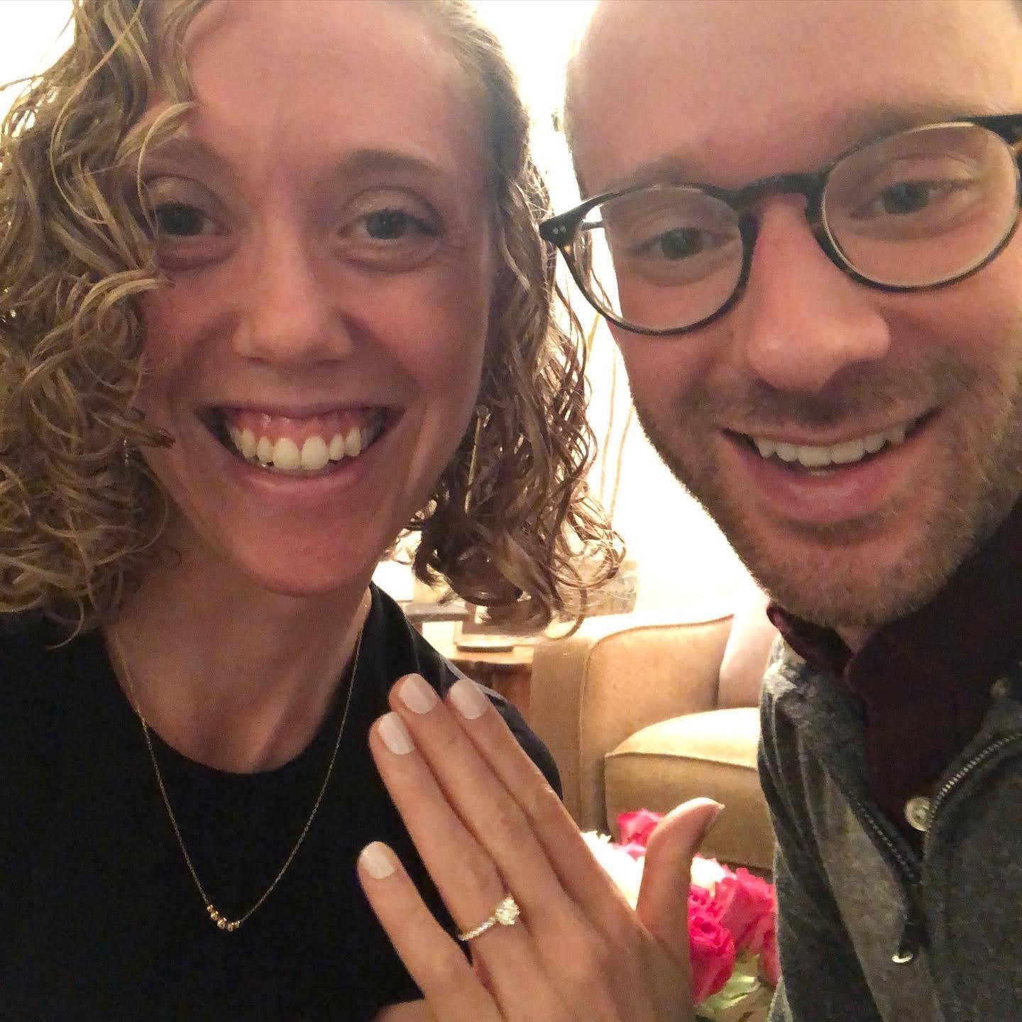 June 1, 2021, Charlottesville, VA:
A few hours after we got engaged (before we left for dinner)!