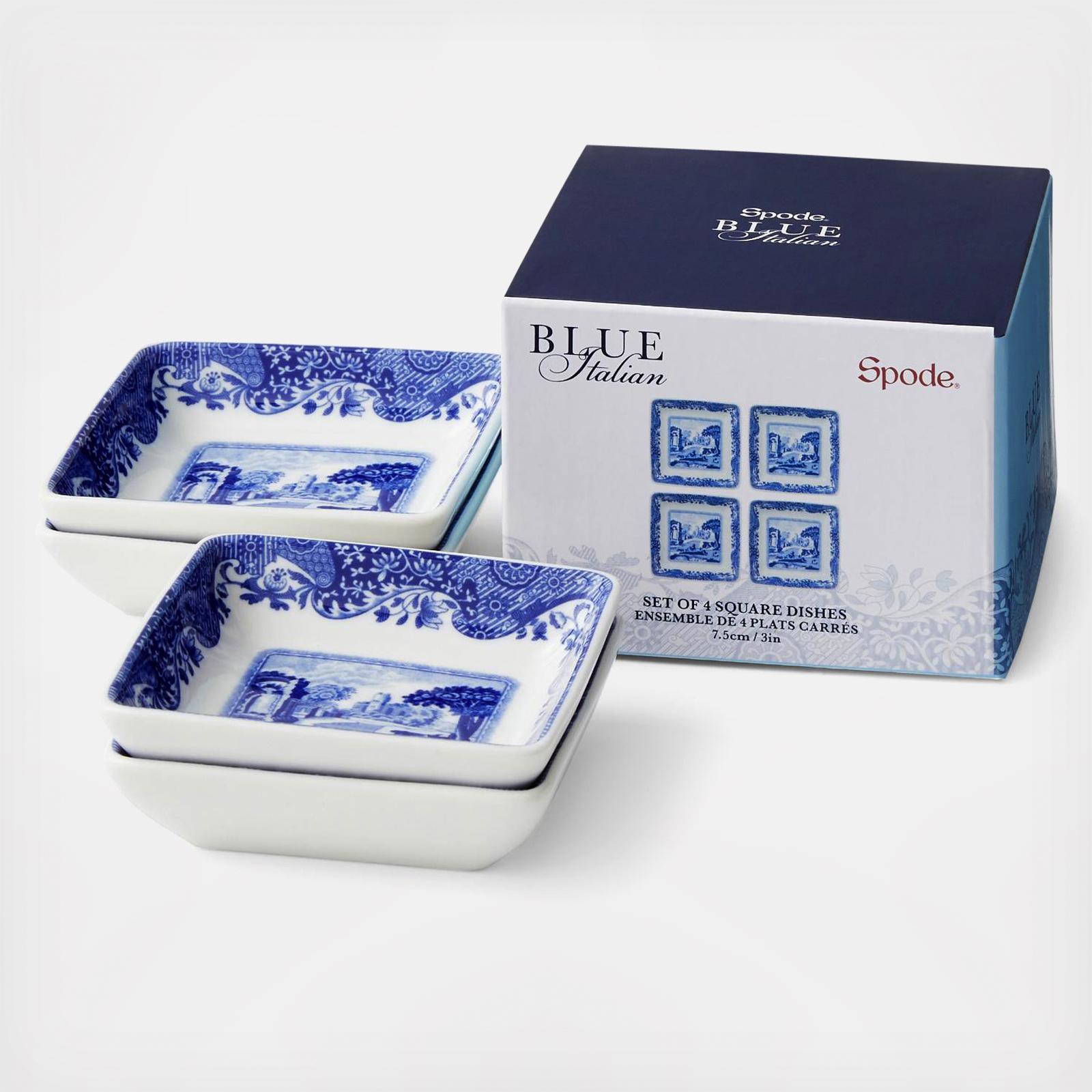 Spode, Blue Italian Square Dish, Set of 4 | Zola