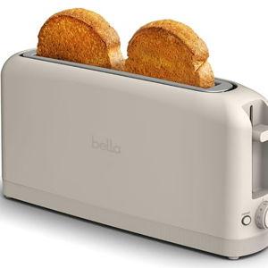 bella 2 Slice Slim Toaster, Fits-anywhere™ Kitchenware, 6 Setting Shade Control with Reheat & Cancel Buttons, Fits sourdough, 10” Long Slot, Anti Jam & Auto Shutoff, 900 Watt, Oatmilk