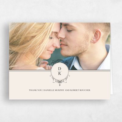 Beige Monogram Wedding Thank You - Malta Portrait