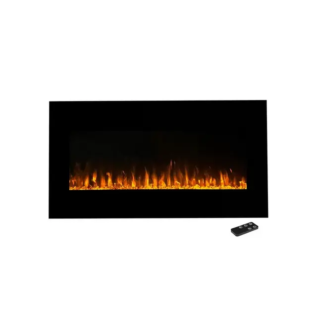 42 in. LED Fire and Ice Electric Fireplace with Remote in Black