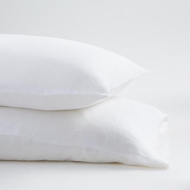 White Natural Hemp Fiber King Pillowcases, Set of 2