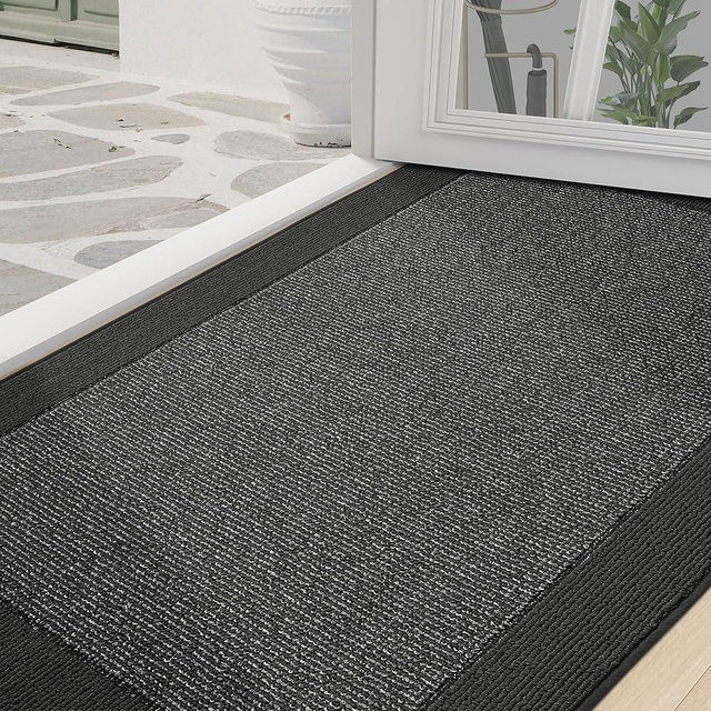 BEQHAUSE Indoor Door Mat 36" x 60", Dirt Trapper Door Mats Non-Slip Entryway Rugs Washable, Resist Dirt Absorbent Welcome Mat, Low Profile Floor Mats for Front Back Door and Entryway, Charcoal