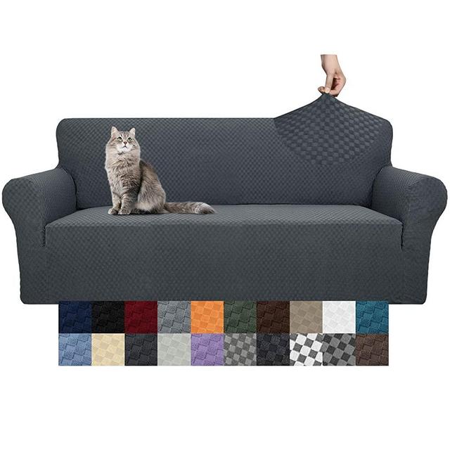 YEMYHOM Couch Cover Latest Jacquard Design High Stretch Extra Large Sofa Covers Pet Dog Cat Proof Oversized Slipcover Non Slip Magic Elastic Furniture Protector (XL Sofa, Dark Gray)