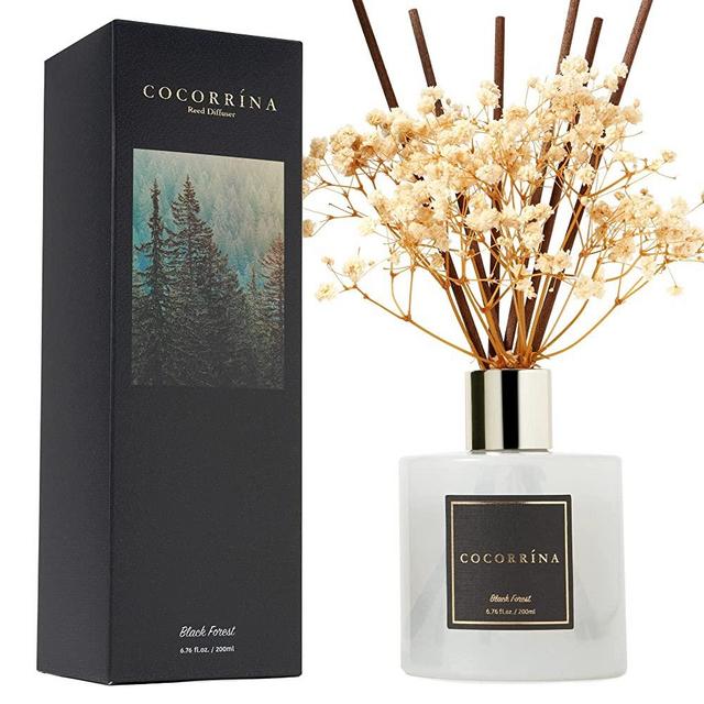 Cocorrína Reed Diffuser Sets, 6.7 oz. Black Forest Diffuser with Sticks Home Fragrance Essential Oil Reed Diffuser for Bathroom Shelf Decor, Living Room, Large Room, Valentine's Day Gifts for Her Him