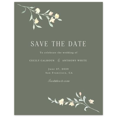 Dark Sage, Green Wedding Digital Save the Date - Bianca Portrait