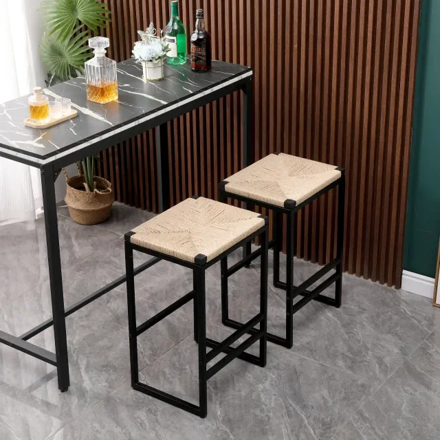 GDFStudio Marner Modern 2 Piece Metal Bar Stools, Natural