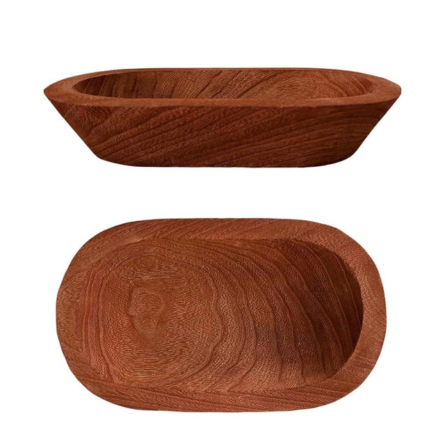 Phinicco 3 Pack 9.7in Dough Bowls for Candle Making Rustic Wooden Bowl Lightweight Candle Holder Empty Decorative Bowl (wicks included)