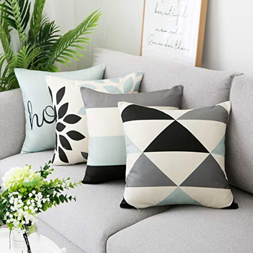 Yumin Throw Pillow Cases Decorative Soft Square Geometric Style Throw Pillow Cover Cushion Case for Sofa 18 x 18 Inch Set of 4