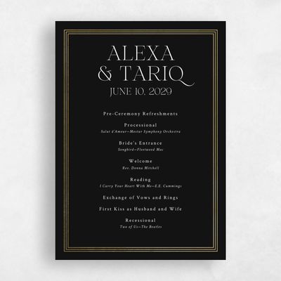 Black Wedding Program - Teagan Foil
