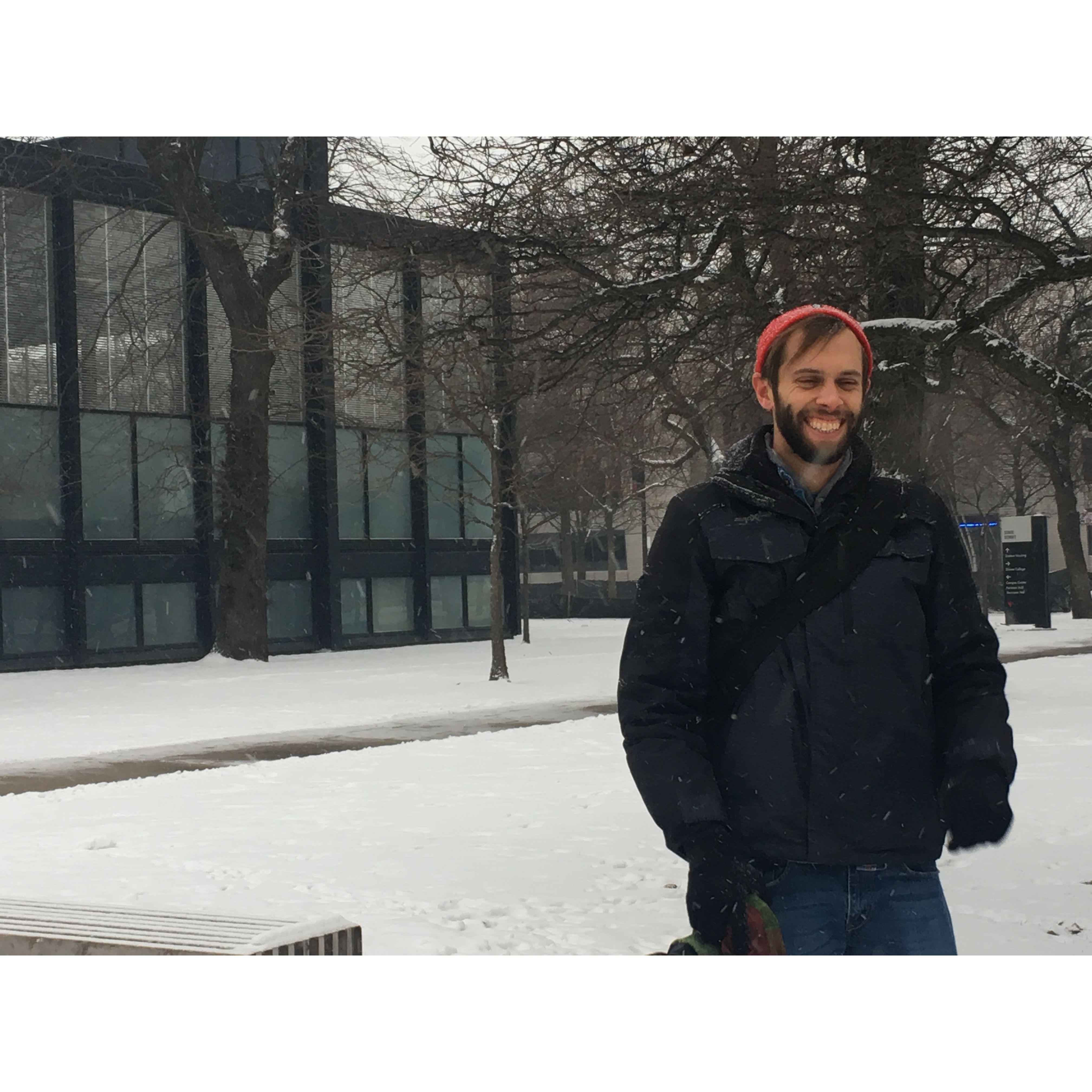 Tim in his element - snapping photos of Mies van de Rohe buildings in Chicago, 2017