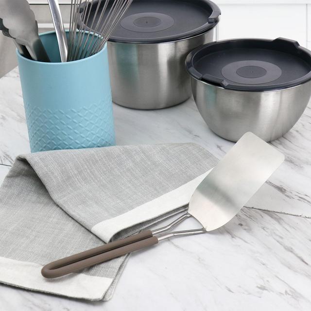 Martha Stewart Everyday Stainless Steel Spring Turner In Taupe
