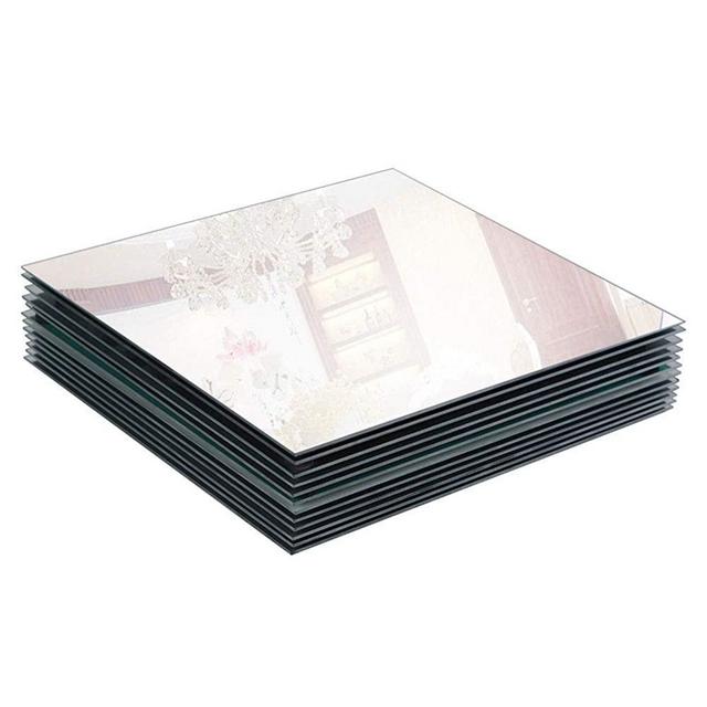 Murrey Home 12" Square Mirror Tray Gym Mirrors for Home Gym, Frameless Mirror Tiles for Wall Ceiling Candle Tray Wedding Decorations, Set of 12, 2mm