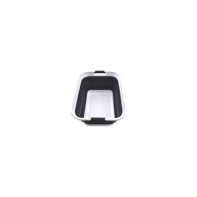SAMMART Collapsible Plastic Laundry Basket/ Washtub 42L , White/Black