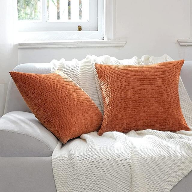 WLNUI Rust Throw Pillow Covers 18x18 Inch Set of 2 Decorative Accent Pillow Case Square Cushion Covers for Couch Sofa Bed Living Room Farmhouse Decor