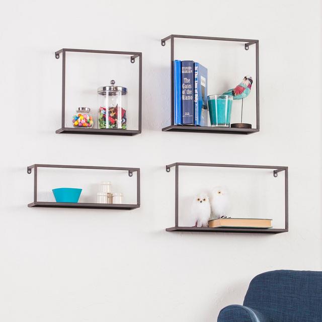 Holly & Martin Zyther 4-Piece Metal Shelf Set in Antique Black