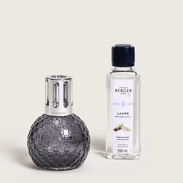 Disco Grey Fragrance Lamp Gift Set with Pure White Tea