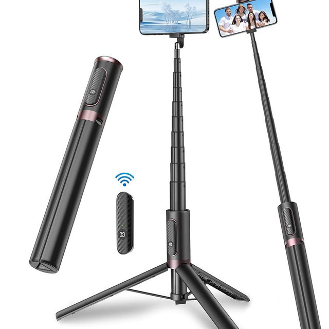 TONEOF 67" Cell Phone Selfie Stick Tripod,Smartphone Tripod Stand All-in-1 with Integrated Wireless Remote,Portable,Lightweight,Extendable Phone Tripod for iPhone/Android(Black)