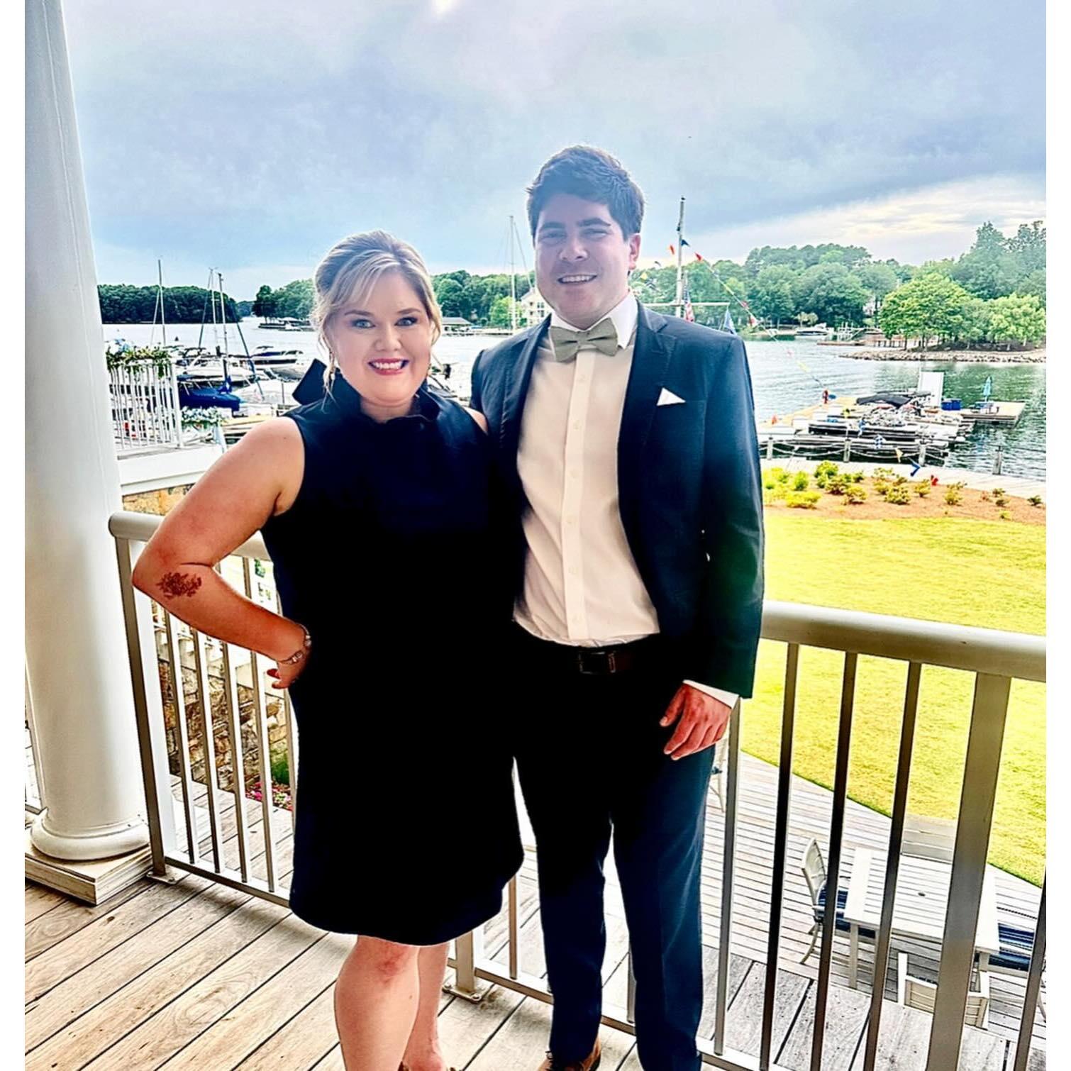 Celebrating our friends Will and Katy at their wedding on Lake Norman