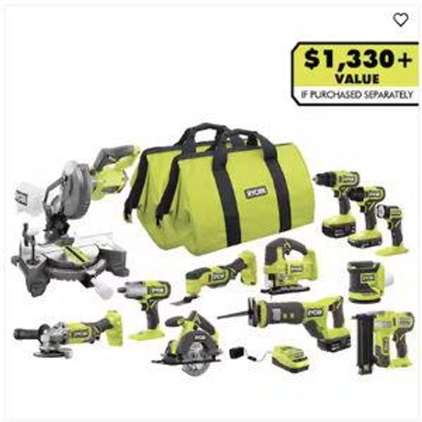 RYOBI ONE+18V Cordless 12-Tool Combo Kit with (3) Batteries and Charger PCL2200K3N