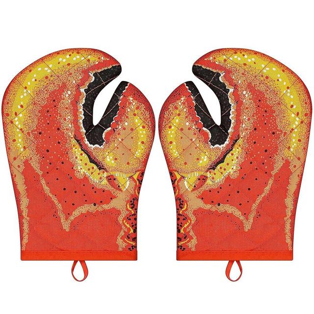 Lobster Claw Oven Mitts Quilted Cotton Lining Design Heat Resistant Crab Claw Gloves Microwave Oven Gloves Lobster Oven Mitts for Women Funny Oven Mitts Lobster Claw Gloves for Baking, BBQ, Grilling
