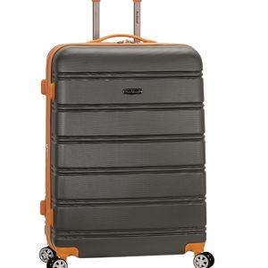 Rockland Melbourne Hardside Expandable Spinner Wheel Luggage, Charcoal, Checked-Large 28-Inch