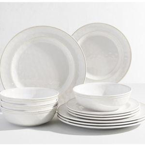 White Cabana Outdoor Melamine 12-Piece Dinnerware Set