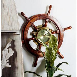 Oversized Wood Ship's Wheel 26" Wall Clock