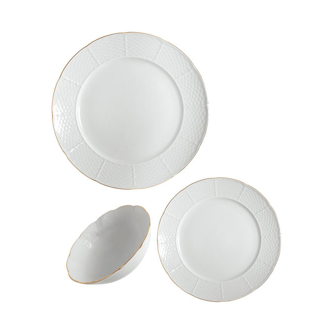 Aparelho de Jantar Branco de Ouro 18 peças