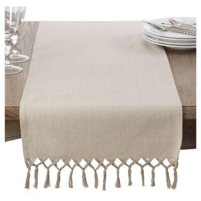 16"x72" Knotted Tassel Table Runner Light Brown - Saro Lifestyle