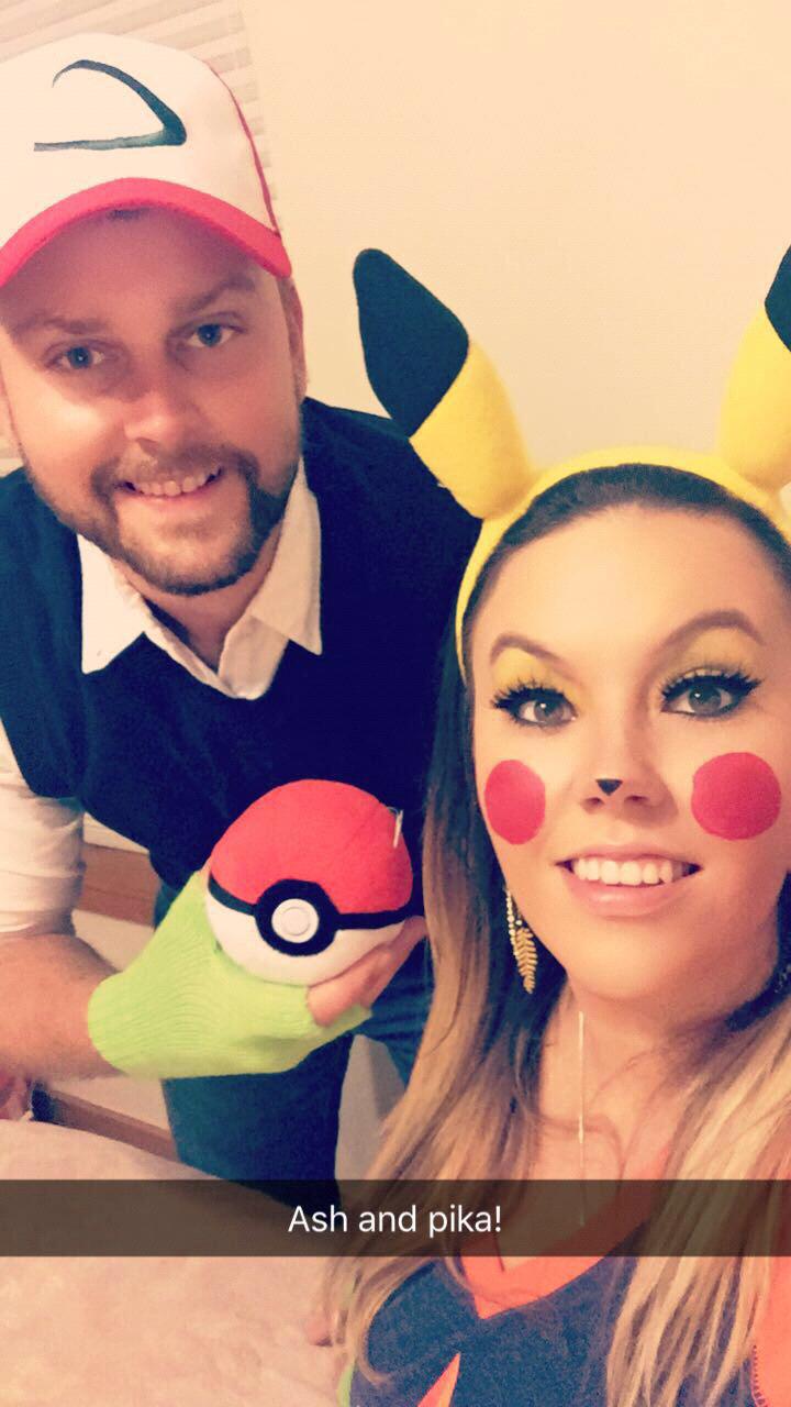 We were Pickachu and Ash for Halloween.. and we looked cute as can be!