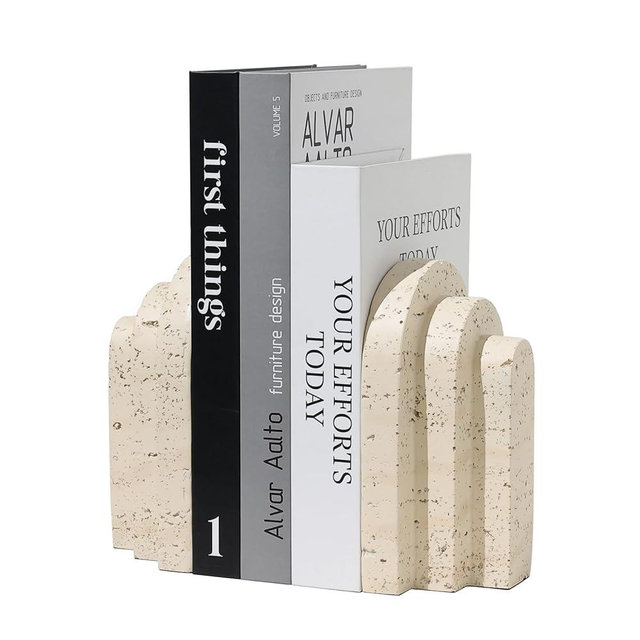 Book Ends for Heavy Books, Decorative Bookends for Shelves, Durable Book Holder & Shelf Decor, Non-Slip Book Stopper, Office Bookshelf Organizer (Set of 2)