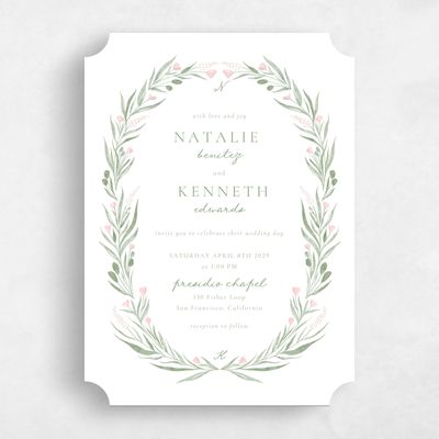 White Ticket Wedding Invitation - Arden Portrait