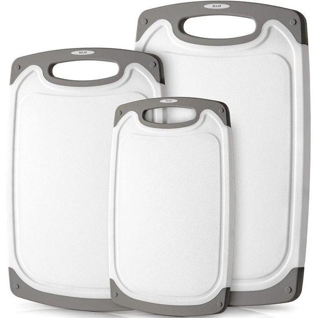 Zulay (3-Piece Set) - Plastic Cutting Board Set - BPA Free Chopping Board With Juice Grooves