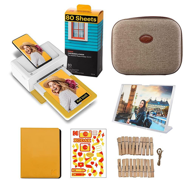 Kodak Dock Plus 4x6 Instant Photo Printer Accessory Gift Bundle – Bluetooth Portable Photo Printer Full Color Printing – Mobile App Compatible with iOS and Android – Convenient and Practical