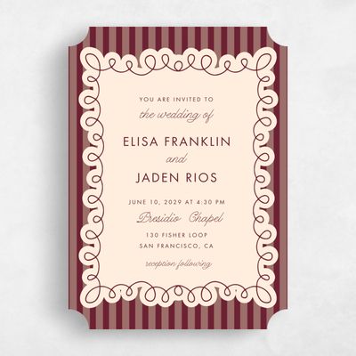 Red Ticket Wedding Invitation - Imogen Portrait