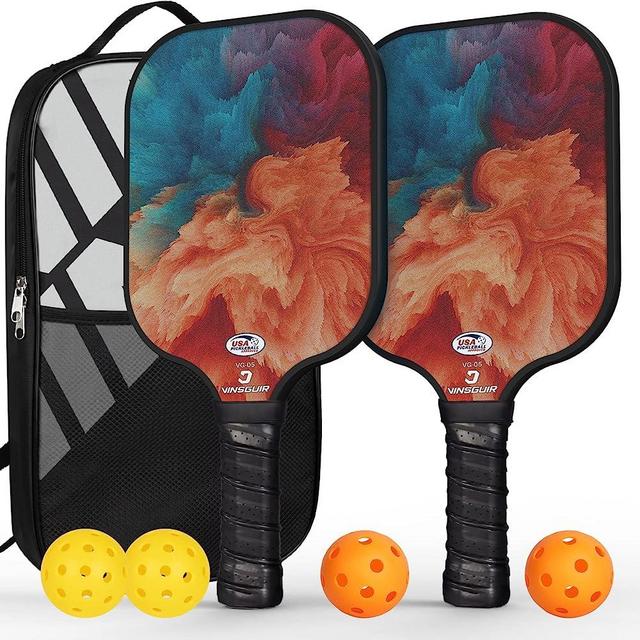 VINSGUIR Pickleball Paddles Set - USAPA Approved Fiberglass Pickleball Set, Lightweight Pickle Ball Rackets 2 Pack with 4 Pack Pickleballs, 1 Carry Bag, Pickleball Gifts for Women Men Beginners