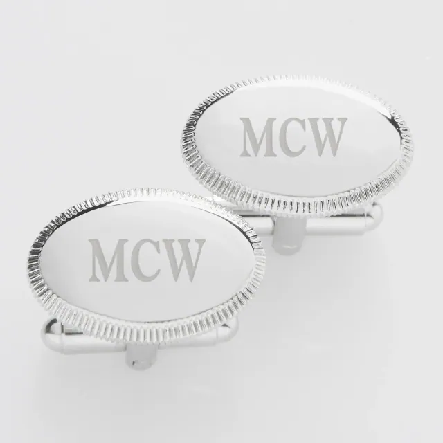 Engraved Silver Cufflinks For Him