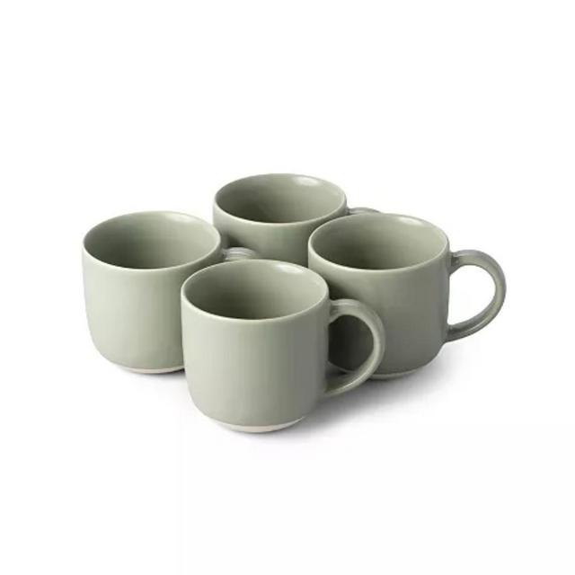 Green Mugs, Set of 4