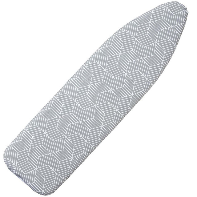 Seiritex Ironing Board Cover with Padding 15 x 54 inch Standard Full Size, Heat Reflective with Hook and Loop Fasteners, Thick Padding with Elasticized Edges, 3 Layers Iron Board Cover (Gray Cube)