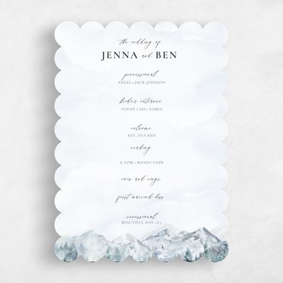 Grey Scalloped Wedding Program - Avalon