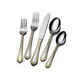 Mikasa 5119760 Regent Bead Gold 65-Piece Stainless Steel Flatware Set, Service for 12