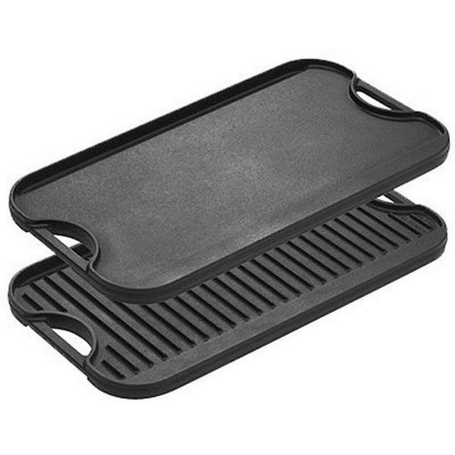 Lodge Pre-Seasoned Cast Iron Reversible Grill/Griddle With Handles, 20 Inch x 10.5 Inch - One tray