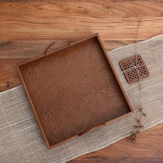 Native Narrative Trellis Embossed Leather Tray